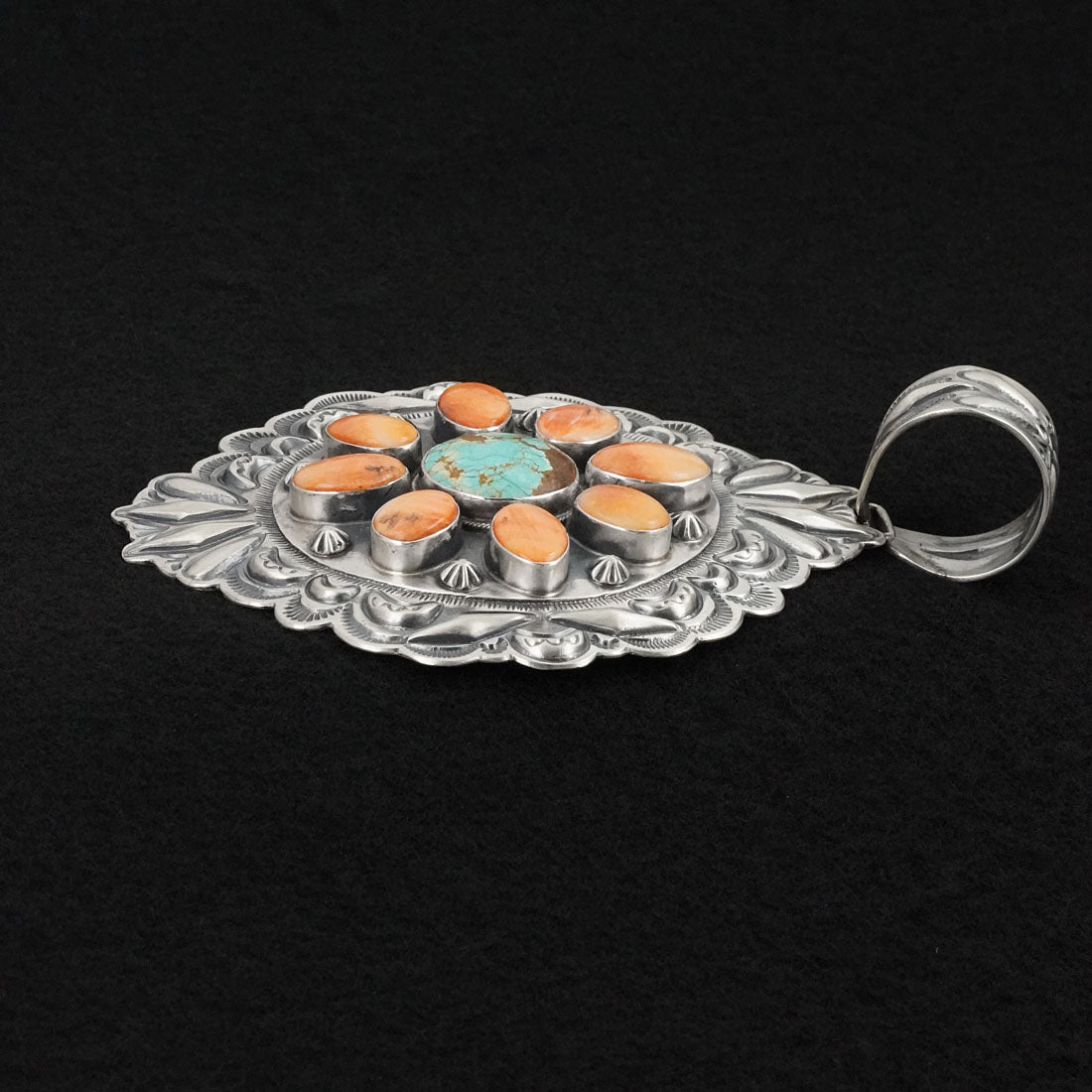 Randy Boyd Spiny Oyster, Turquoise & Sterling Silver Pendant