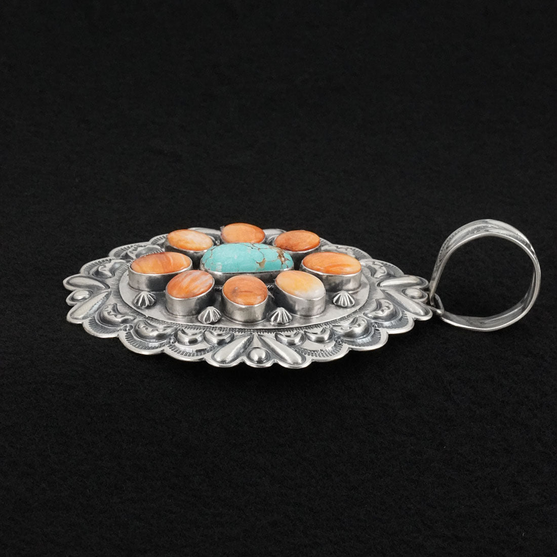 Randy Boyd Spiny Oyster, Turquoise & Sterling Silver Pendant