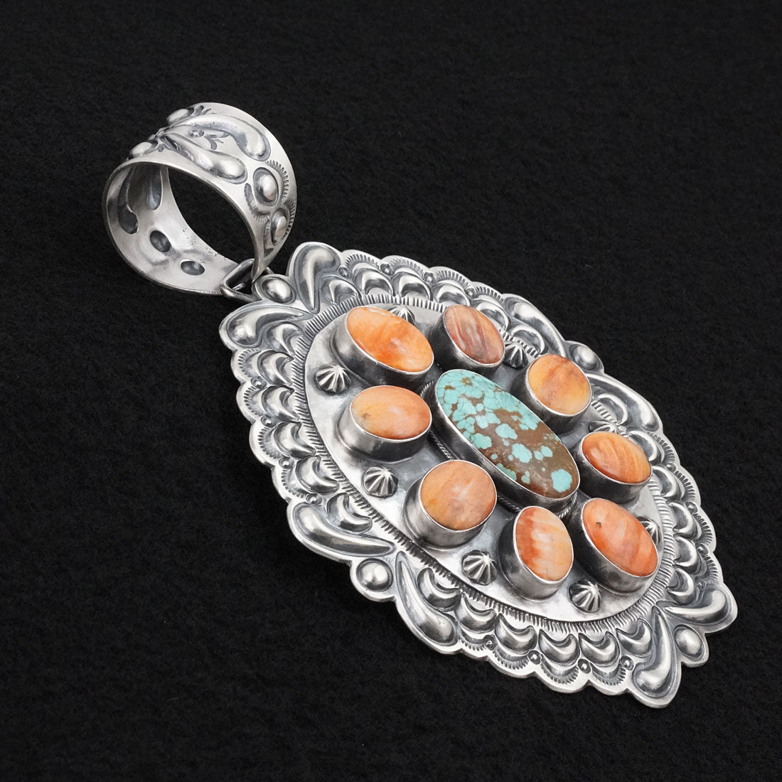 Randy Boyd Spiny Oyster, Turquoise & Sterling Silver Pendant