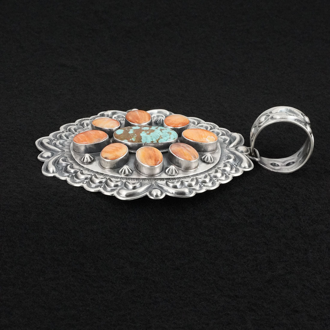 Randy Boyd Spiny Oyster, Turquoise & Sterling Silver Pendant