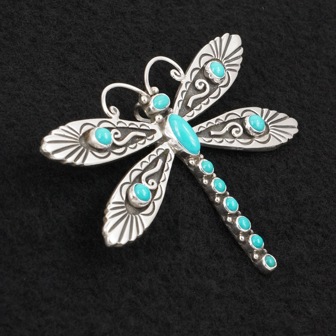 Lee Charley Turquoise & Sterling Silver Pendant/Pin
