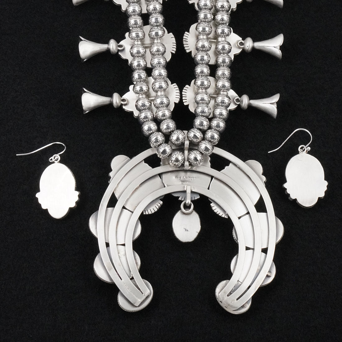 Paul Livingston Spiny Oyster & Sterling Silver Squash Blossom Set
