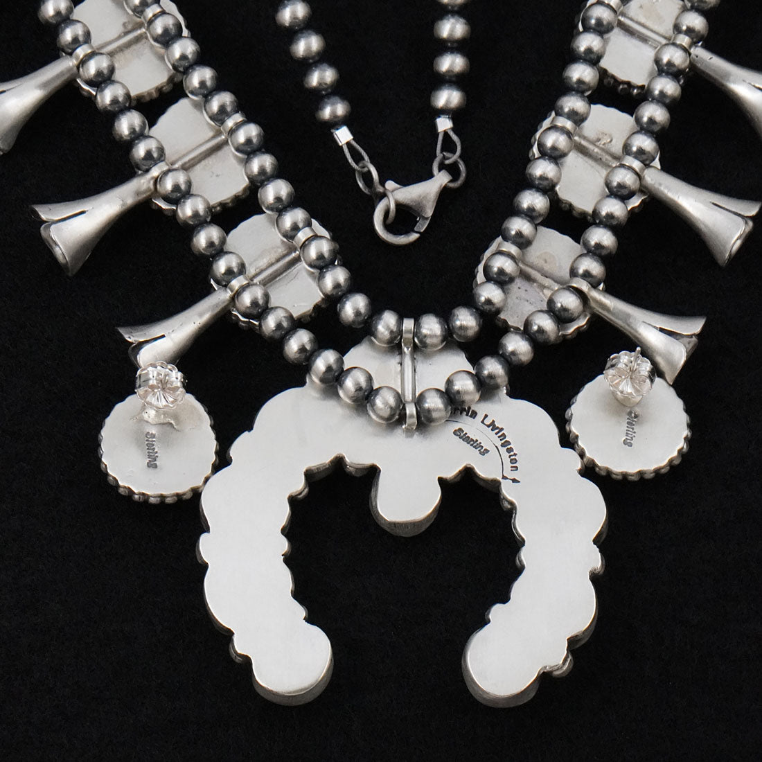 Darrin Livingston Turquoise & Sterling Silver Squash Blossom Set
