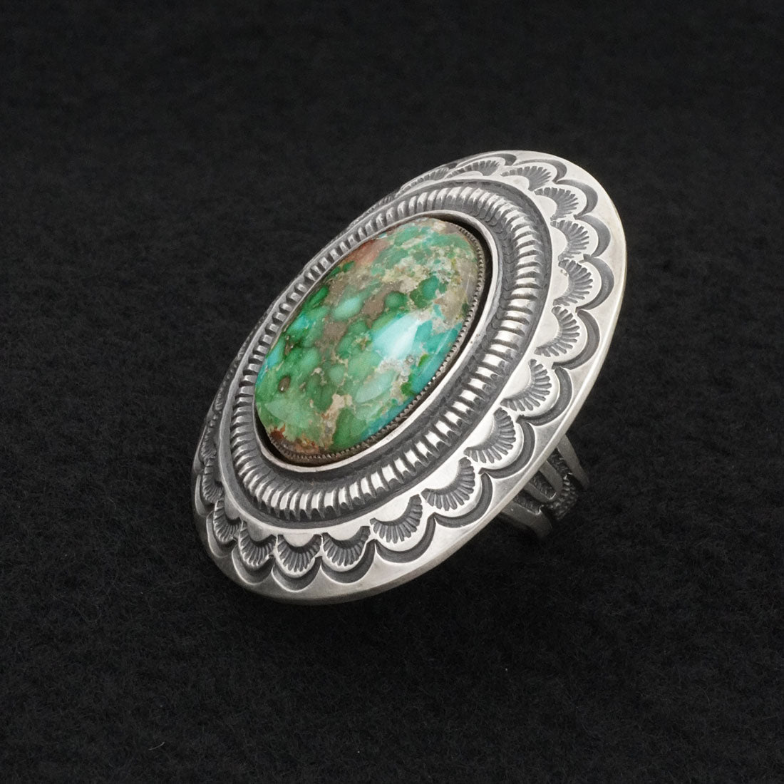 Calvin Martinez Turquoise & Sterling Silver Ring Size 6.5