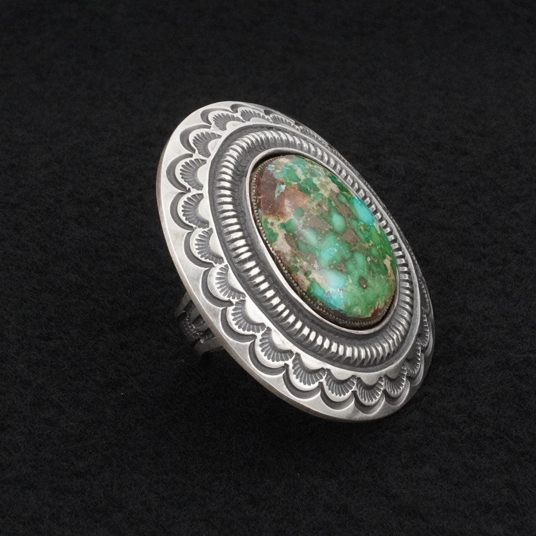 Calvin Martinez Turquoise & Sterling Silver Ring Size 6.5
