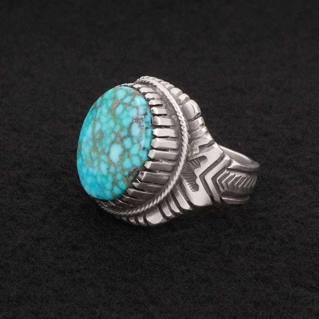 Calvin Martinez Turquoise & Sterling Silver Ring Size 11.5