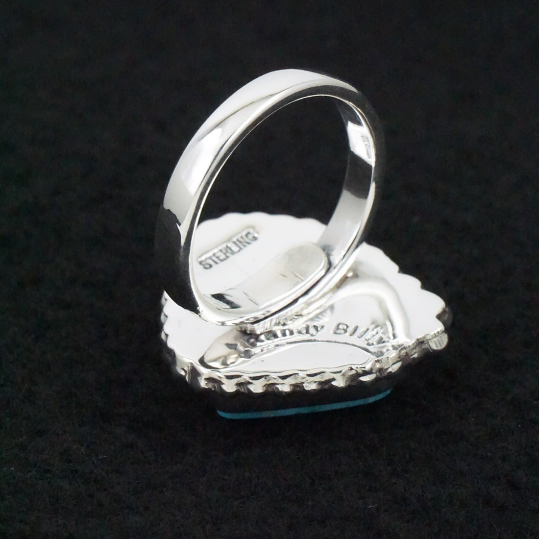 Randy Billy Turquoise & Sterling Silver Ring Size Adjustable