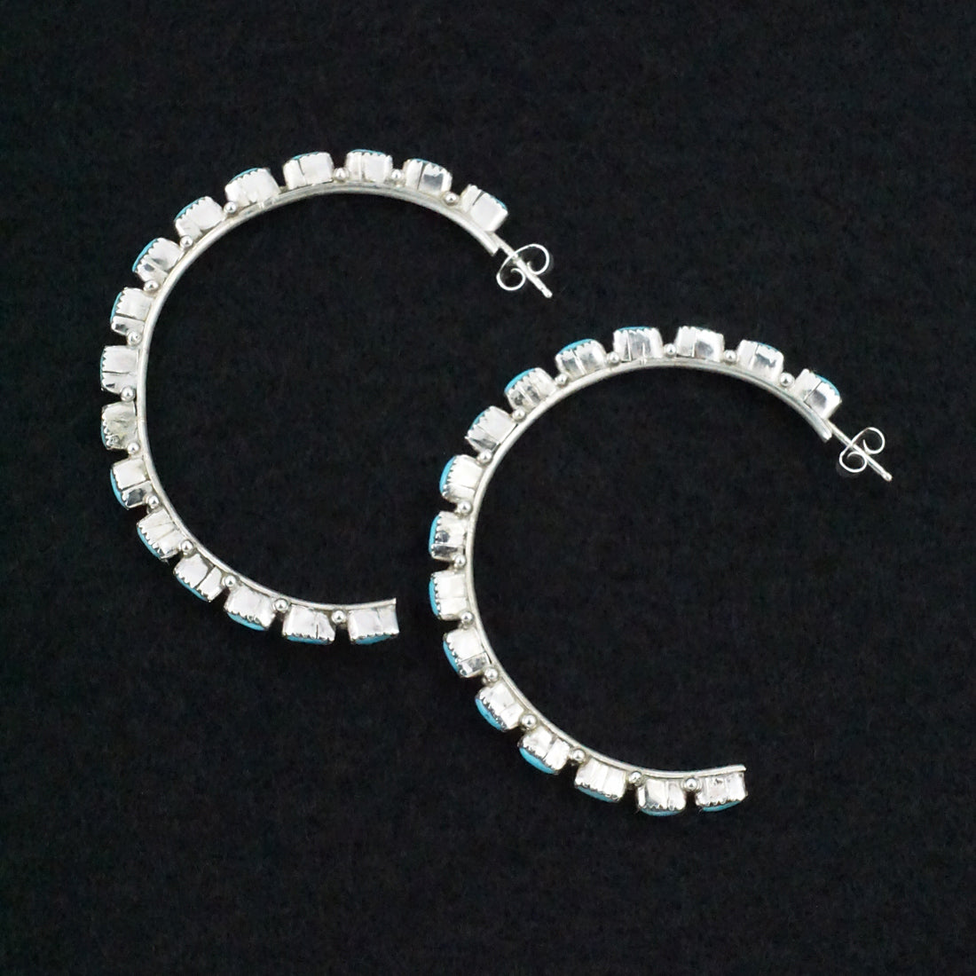 Aurelia Hughte Turquoise & Sterling Silver Hoop Earrings