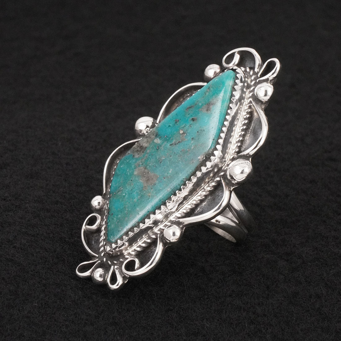 Leslie Nez Turquoise & Sterling Silver Ring Size 9