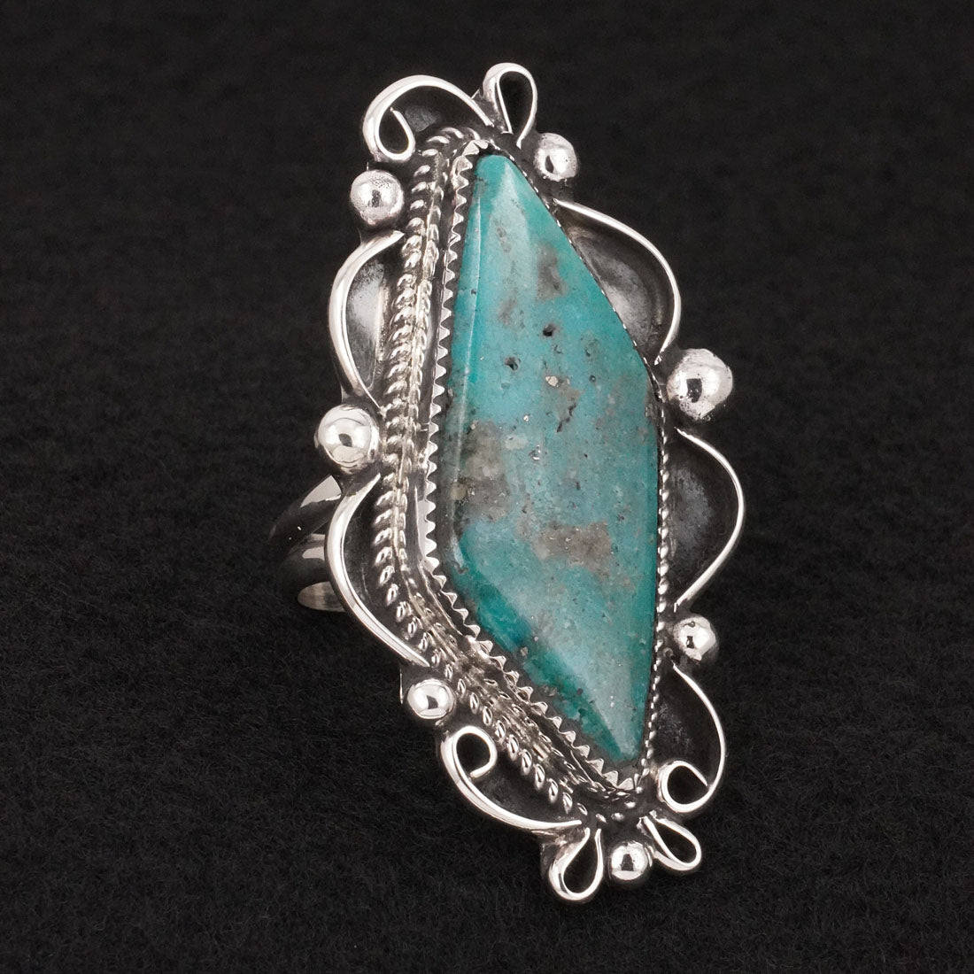 Leslie Nez Turquoise & Sterling Silver Ring Size 9