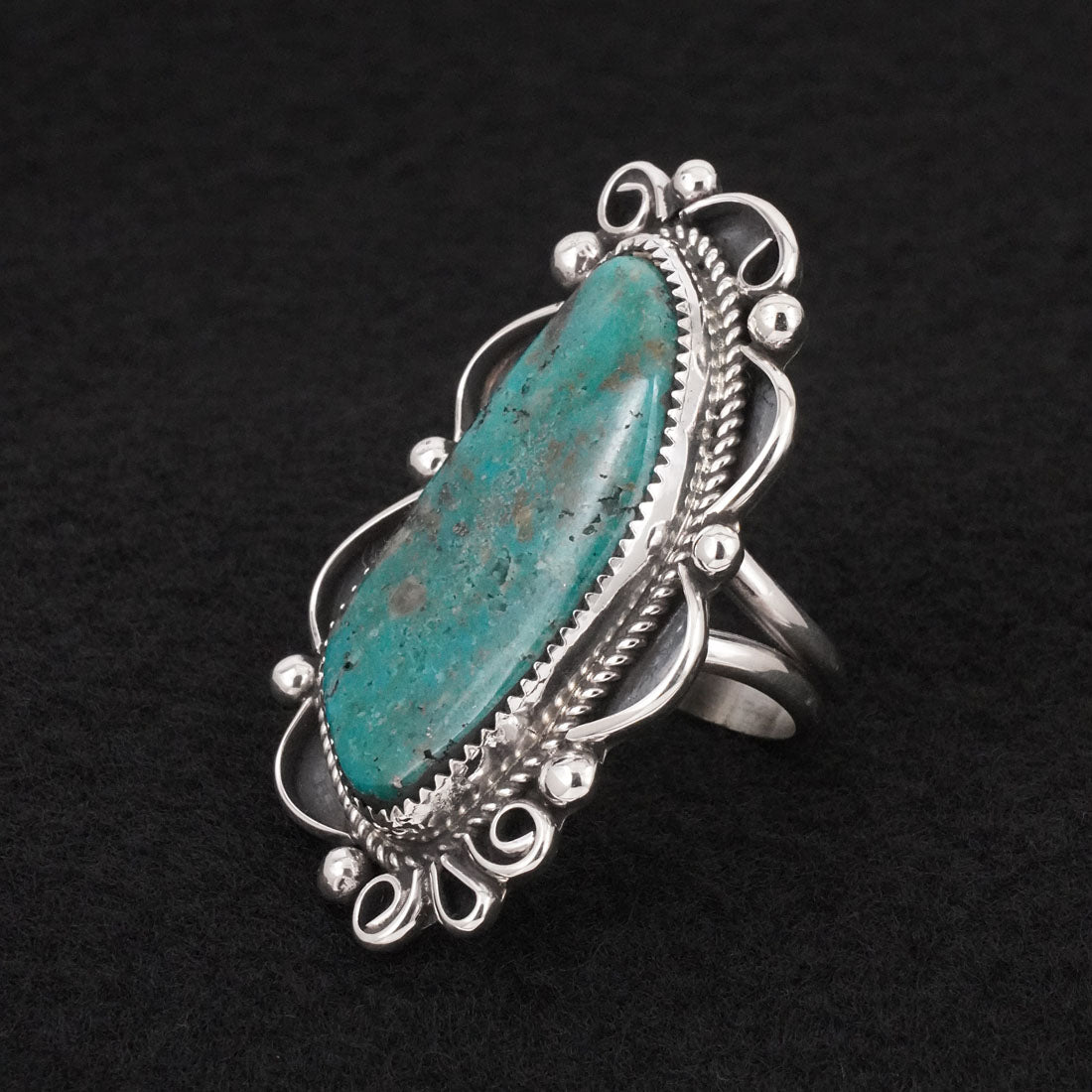 Leslie Nez Turquoise & Sterling Silver Ring Size 9