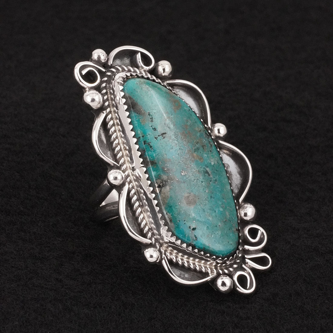 Leslie Nez Turquoise & Sterling Silver Ring Size 9