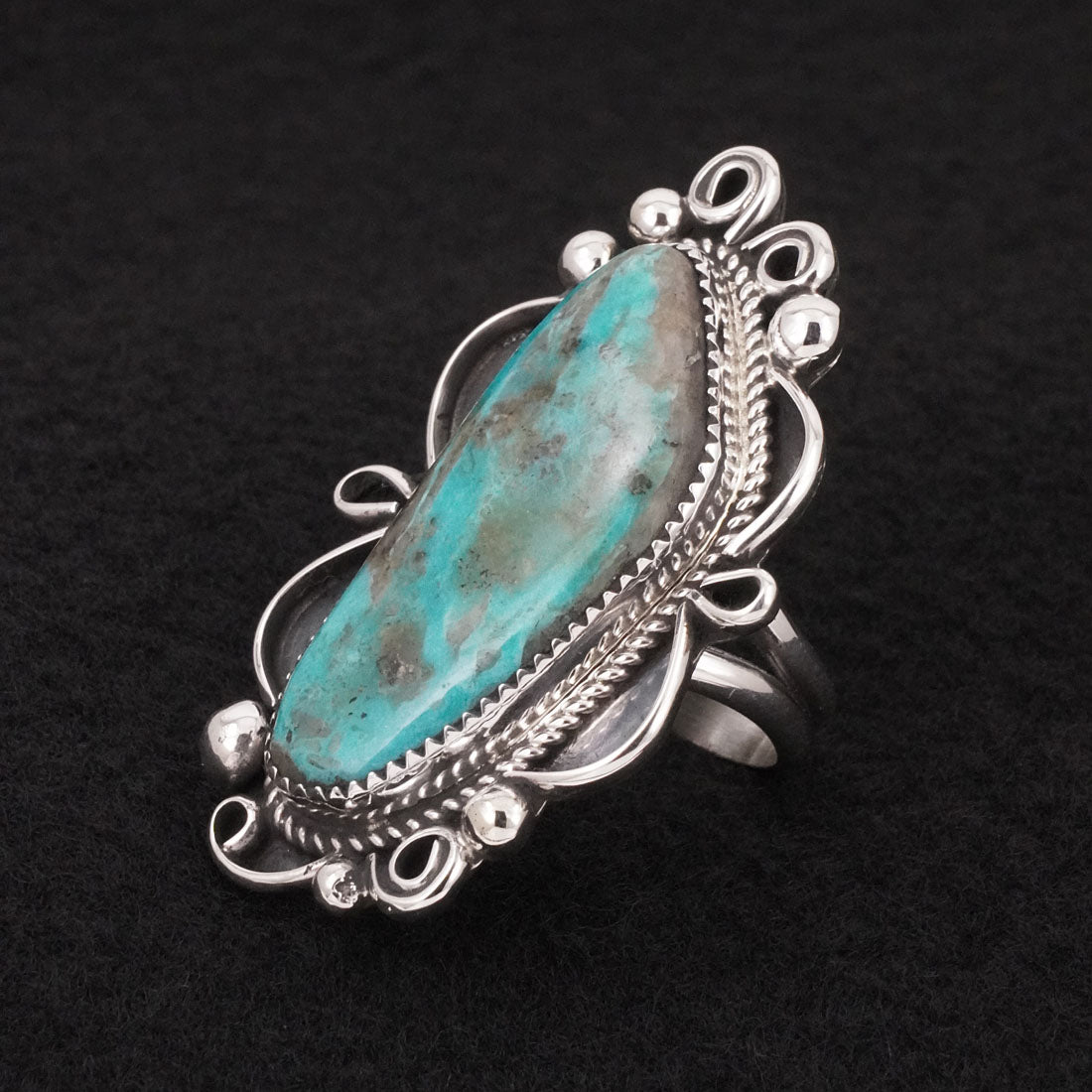 Leslie Nez Turquoise & Sterling Silver Ring Size 9