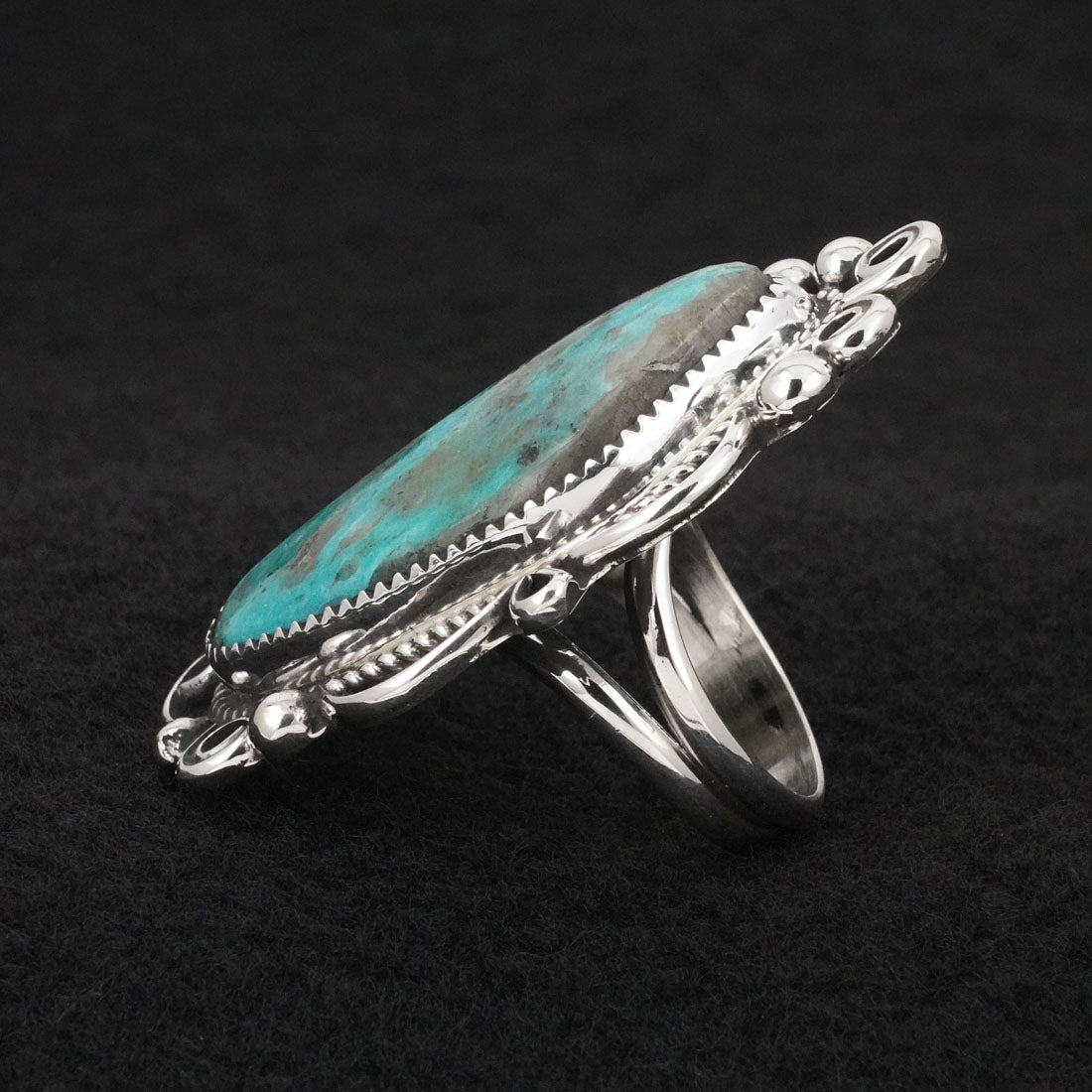 Leslie Nez Turquoise & Sterling Silver Ring Size 9