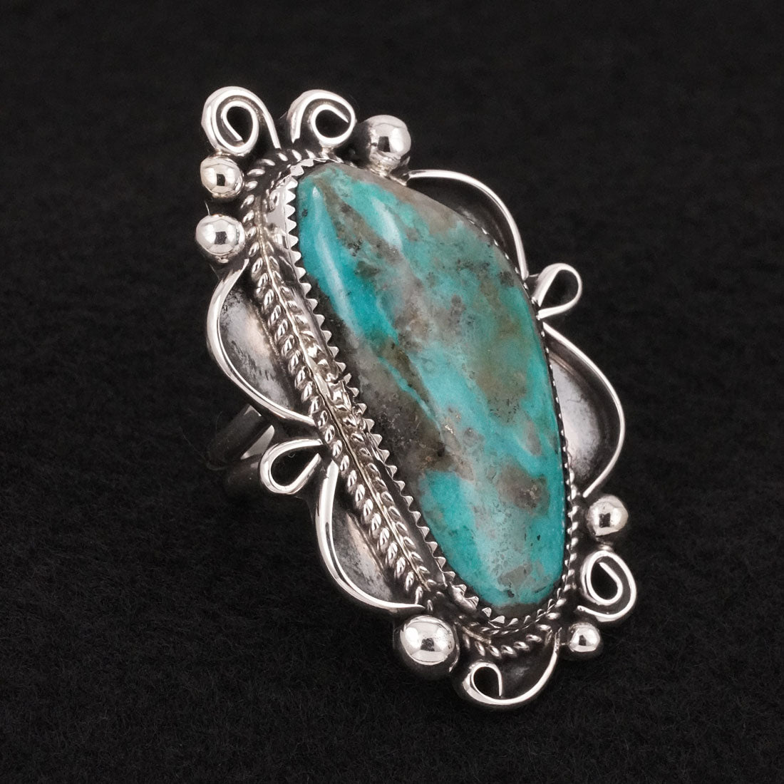 Leslie Nez Turquoise & Sterling Silver Ring Size 9