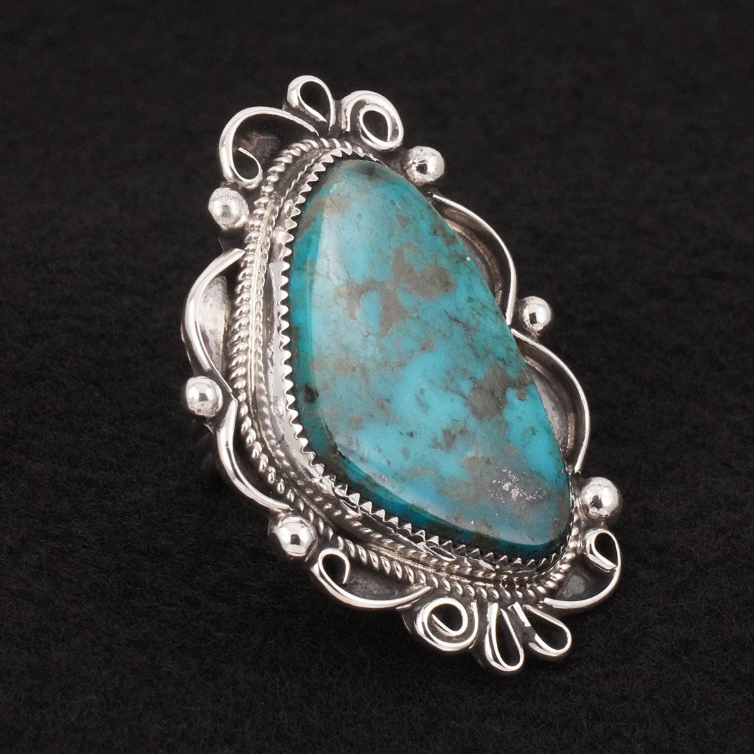 Leslie Nez Turquoise & Sterling Silver Ring Size 9