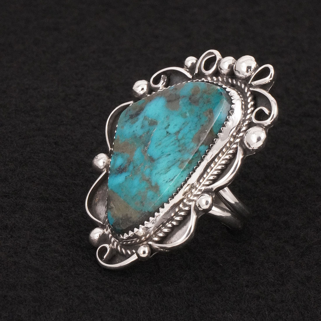 Leslie Nez Turquoise & Sterling Silver Ring Size 9