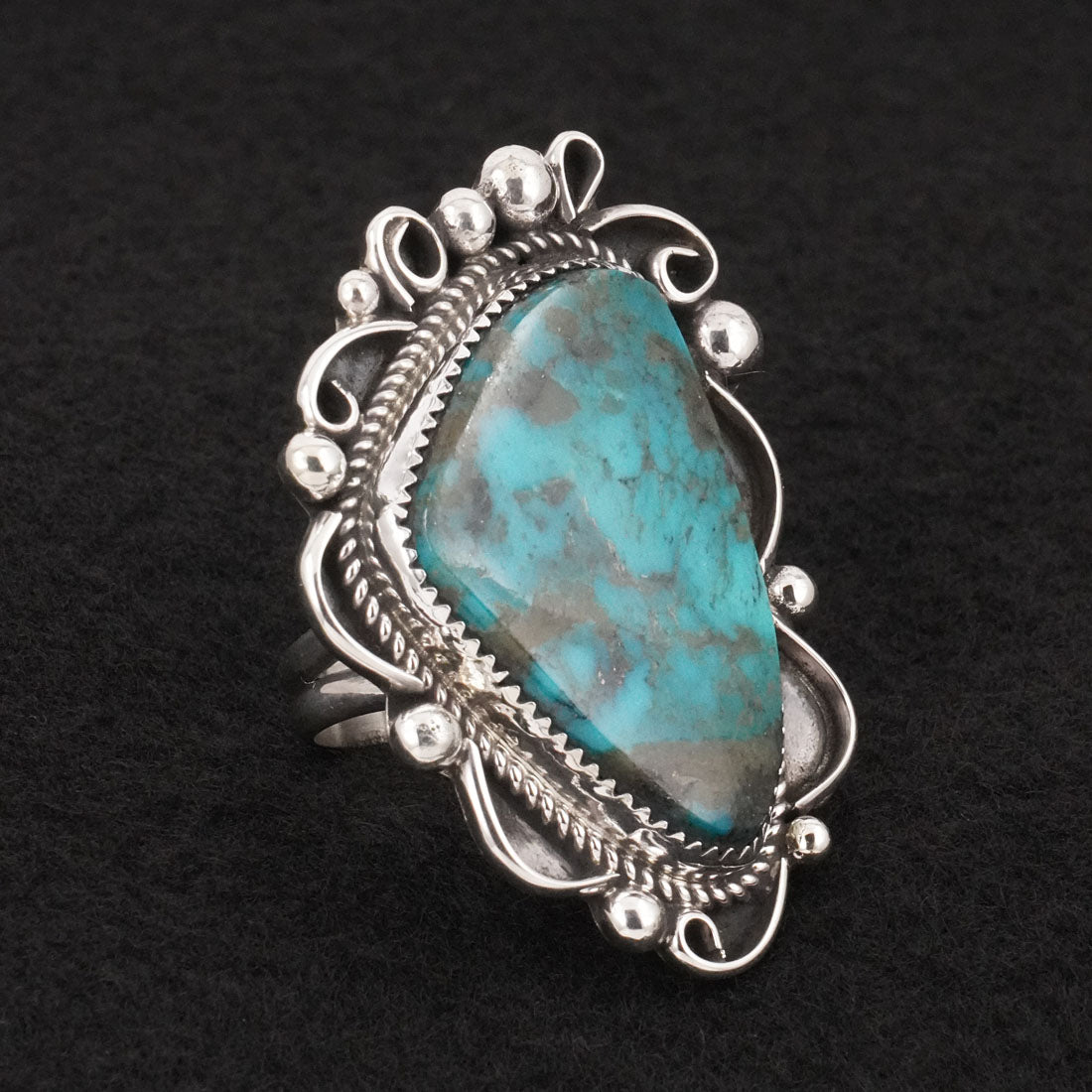 Leslie Nez Turquoise & Sterling Silver Ring Size 9