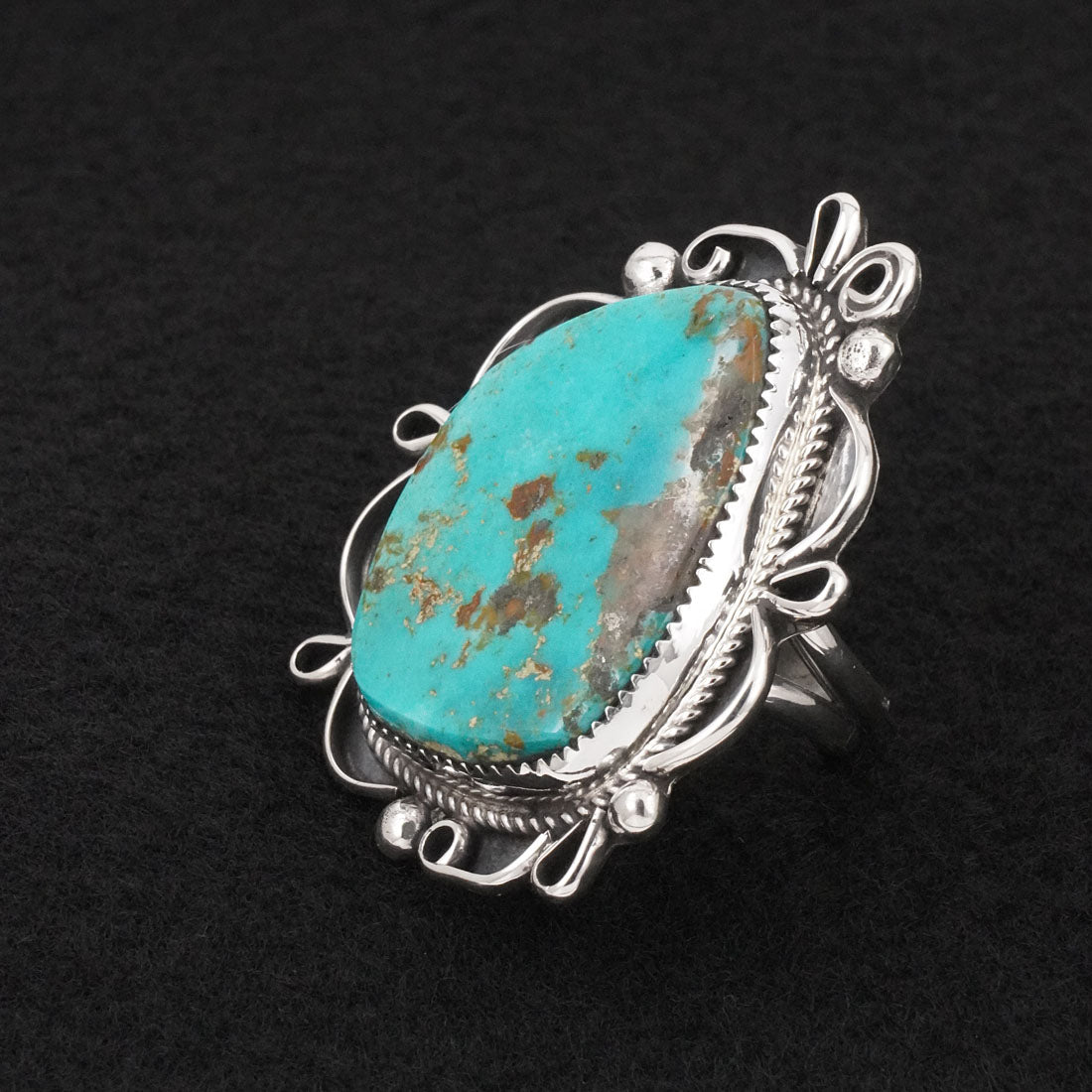 Leslie Nez Turquoise & Sterling Silver Ring Size 9
