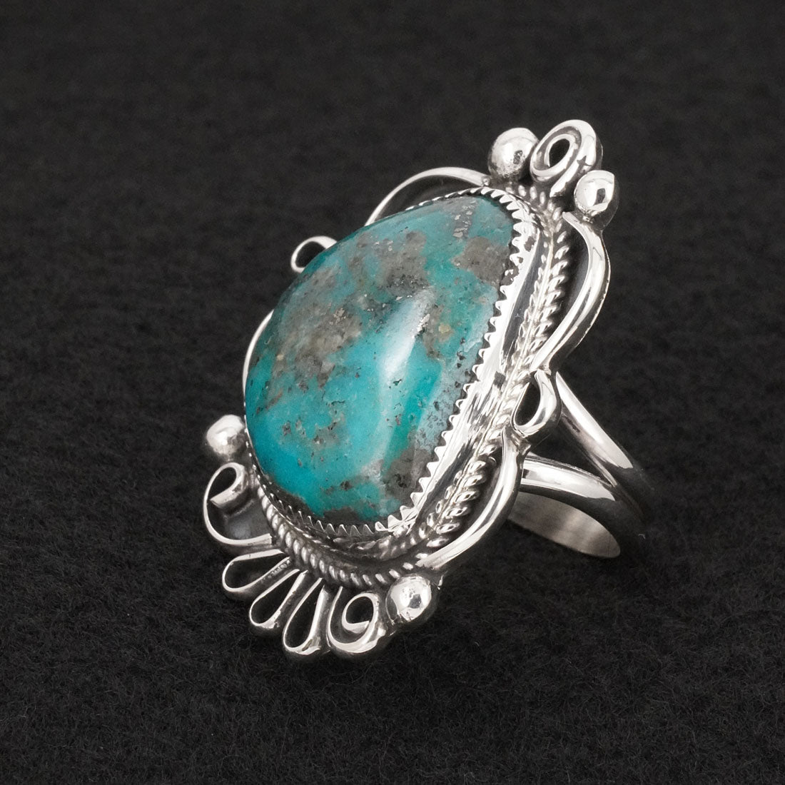 Leslie Nez Turquoise & Sterling Silver Ring Size 9
