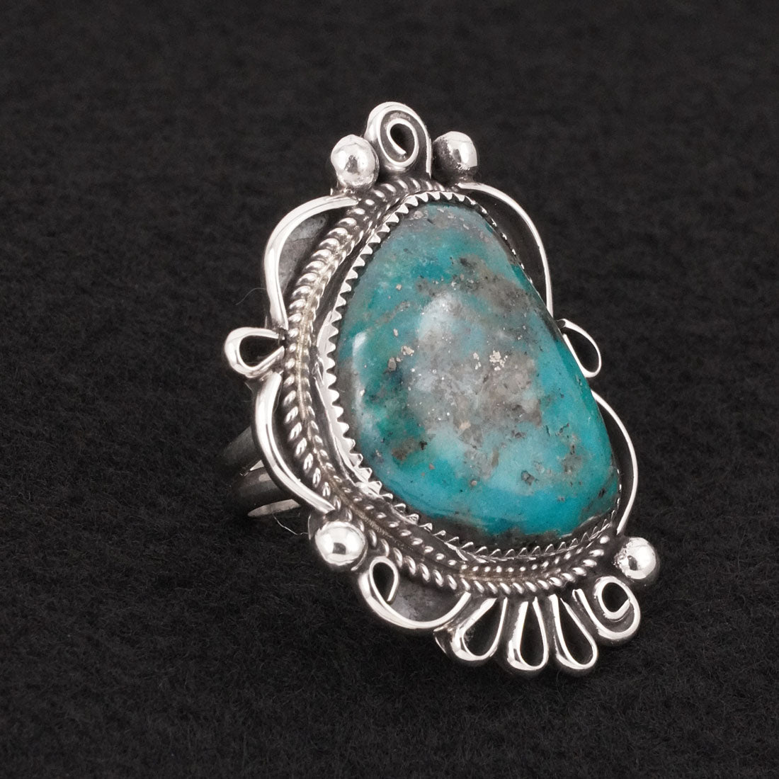 Leslie Nez Turquoise & Sterling Silver Ring Size 9