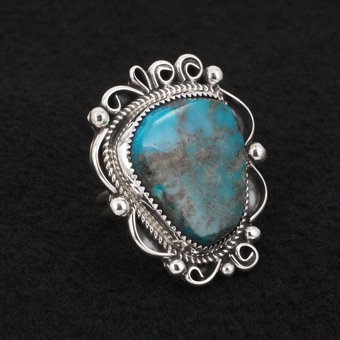 Leslie Nez Turquoise & Sterling Silver Ring Size 8.5