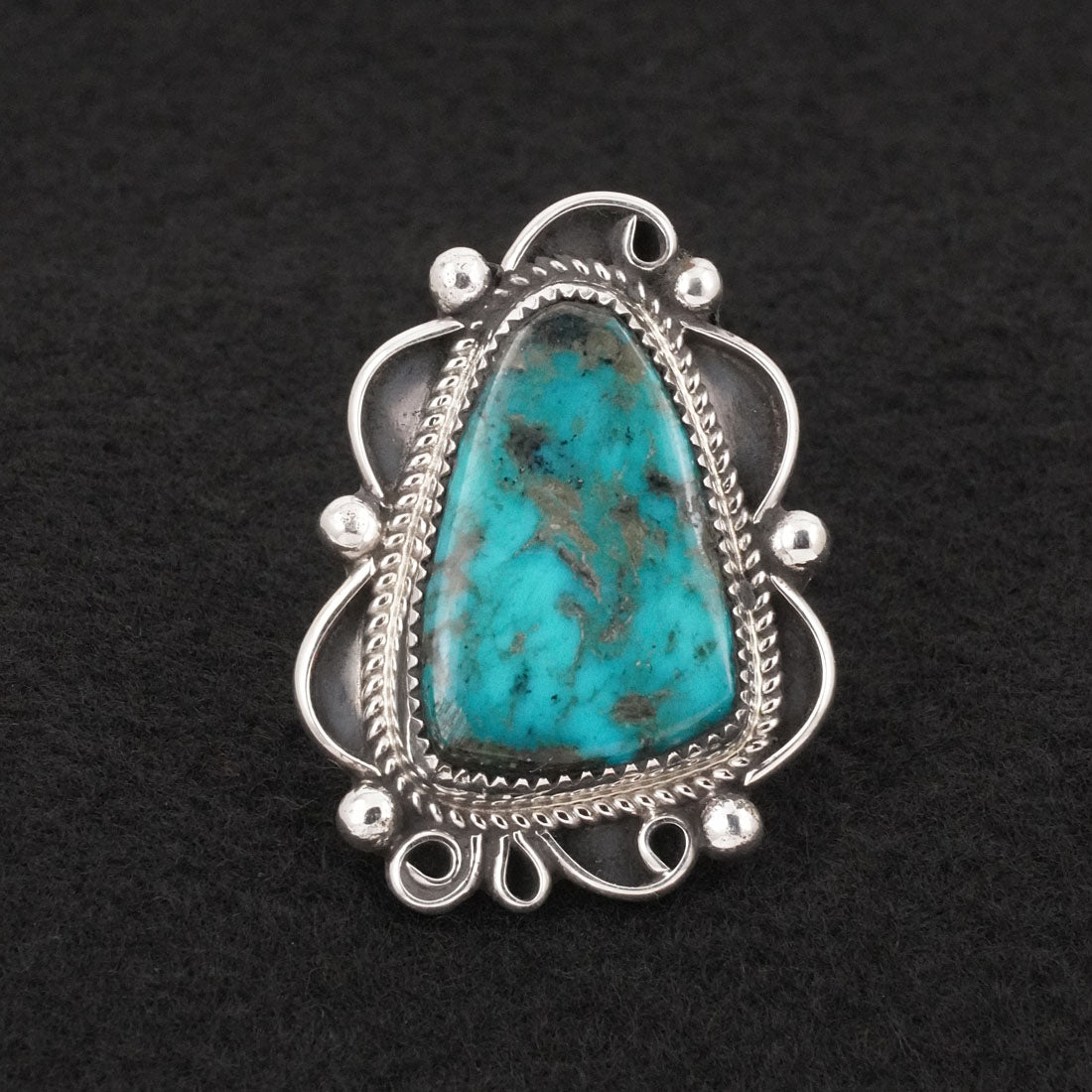 Leslie Nez Turquoise & Sterling Silver Ring Size 9