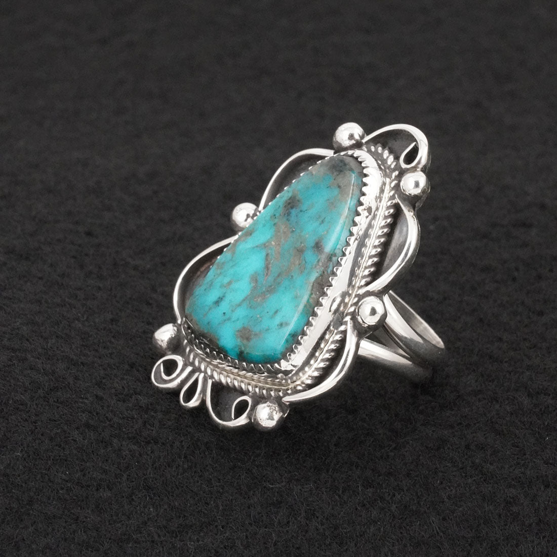 Leslie Nez Turquoise & Sterling Silver Ring Size 9