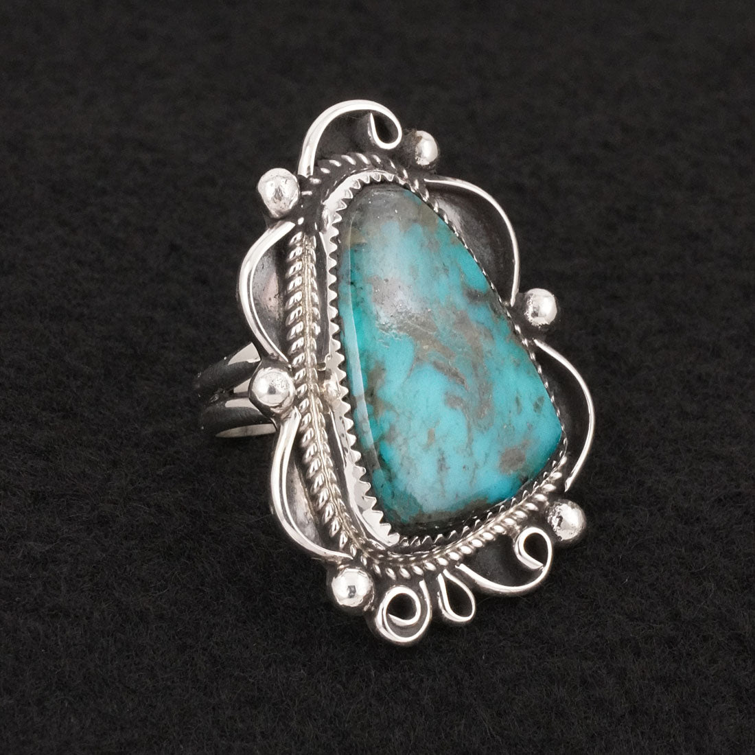 Leslie Nez Turquoise & Sterling Silver Ring Size 9