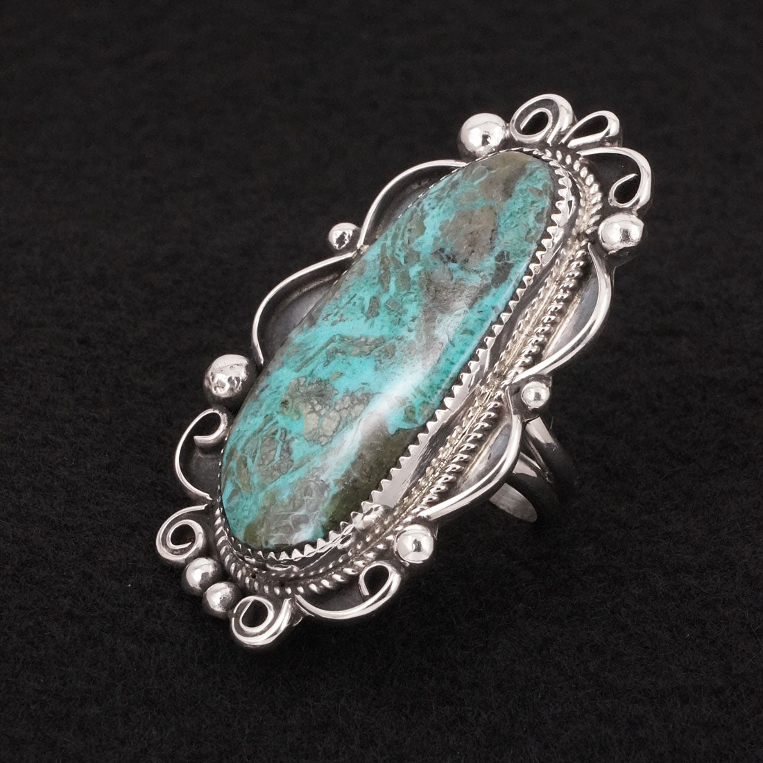 Leslie Nez Turquoise & Sterling Silver Ring Size 8.5
