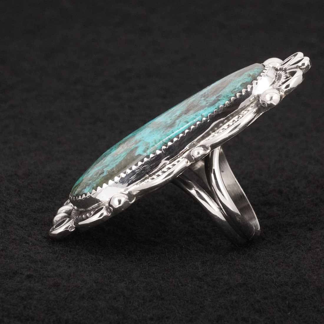 Leslie Nez Turquoise & Sterling Silver Ring Size 8.5