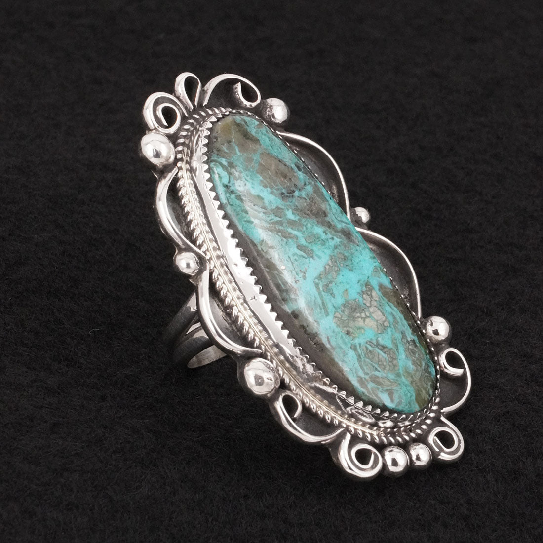 Leslie Nez Turquoise & Sterling Silver Ring Size 8.5