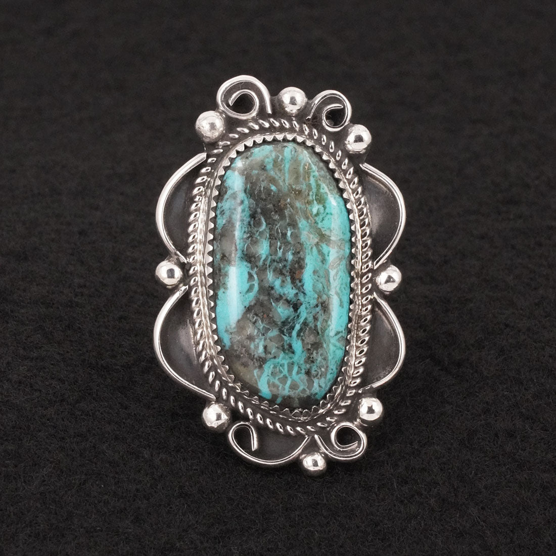 Leslie Nez Turquoise & Sterling Silver Ring Size 9