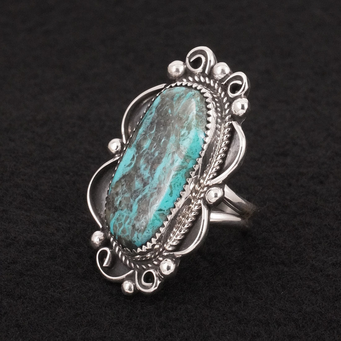Leslie Nez Turquoise & Sterling Silver Ring Size 9