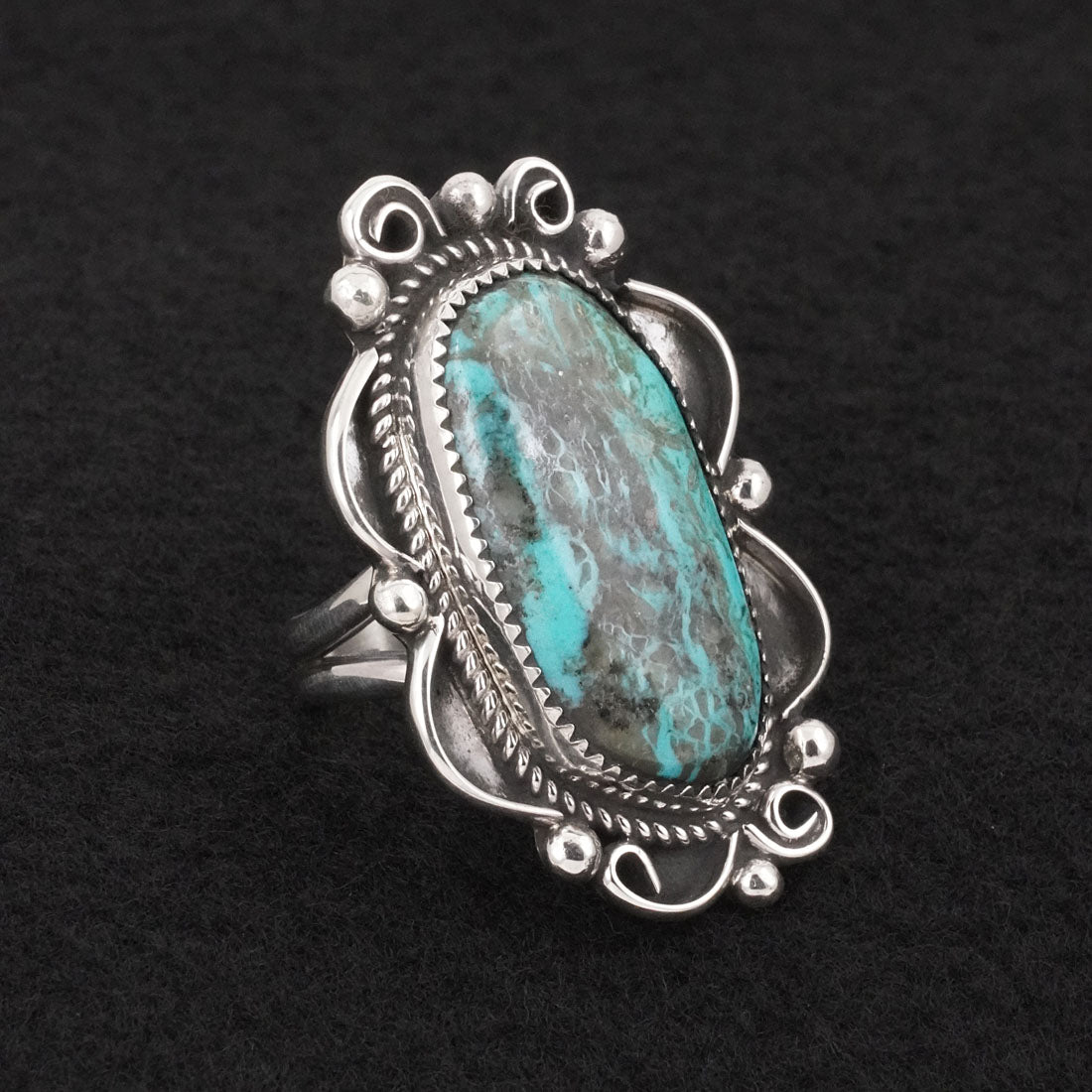 Leslie Nez Turquoise & Sterling Silver Ring Size 9
