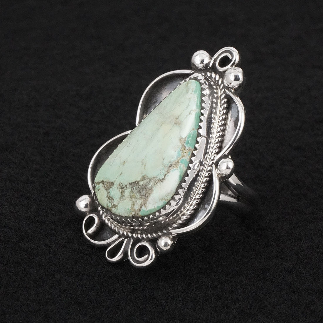 Leslie Nez Turquoise & Sterling Silver Ring Size 9