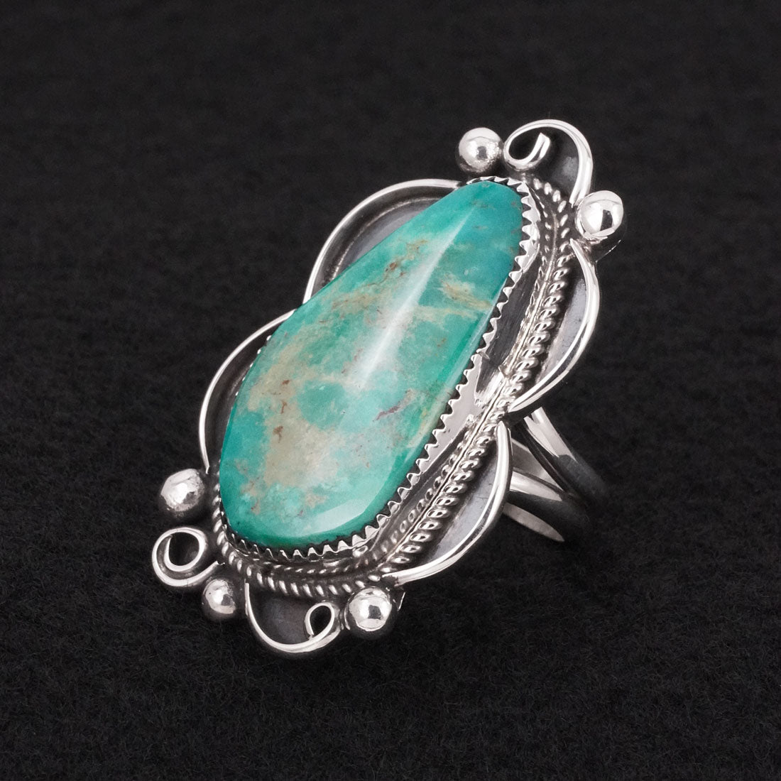 Leslie Nez Turquoise & Sterling Silver Ring Size 8.5