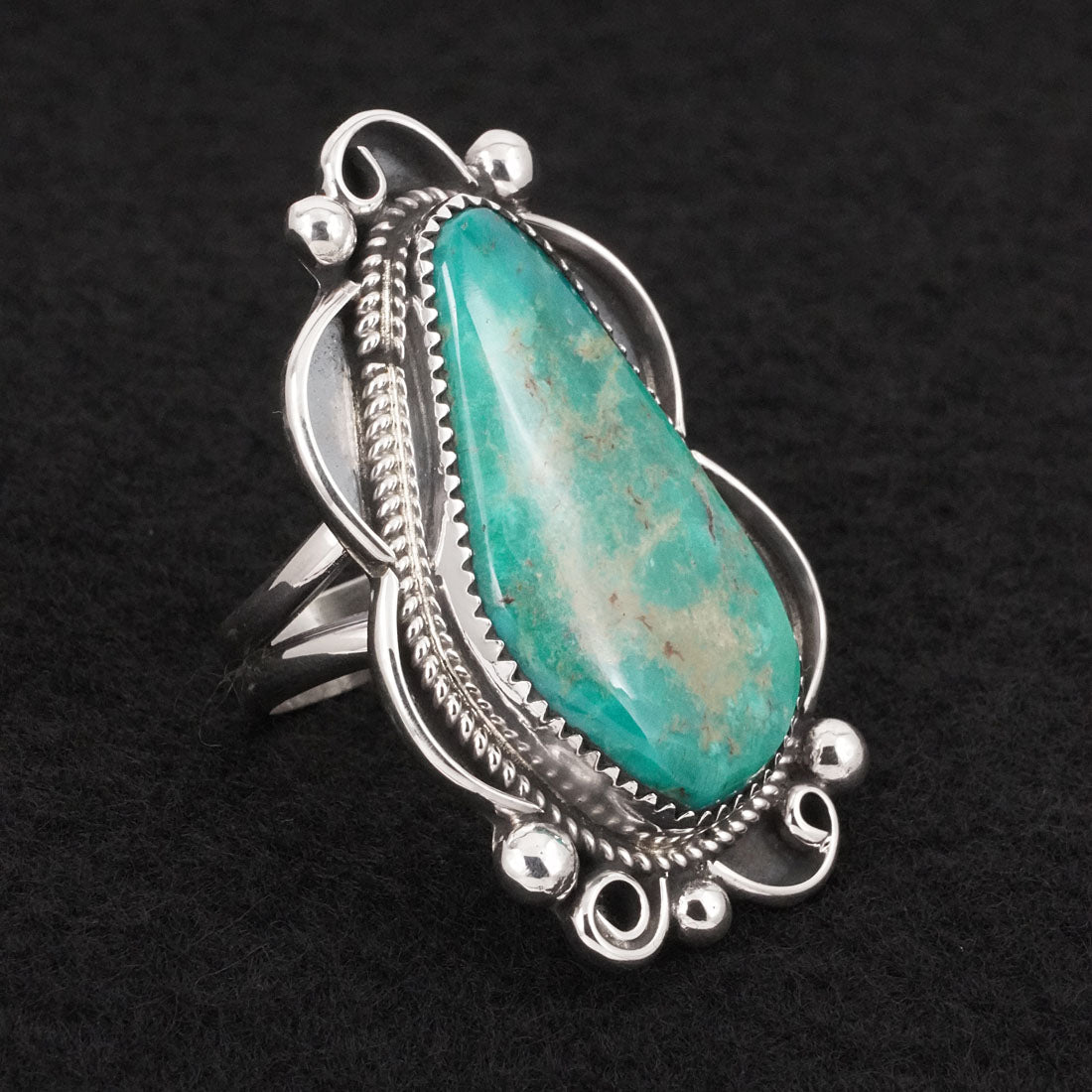 Leslie Nez Turquoise & Sterling Silver Ring Size 8.5