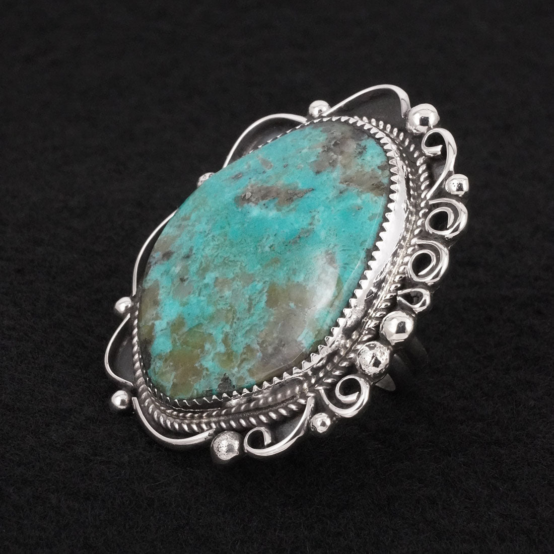 Leslie Nez Turquoise & Sterling Silver Ring Size 8.5