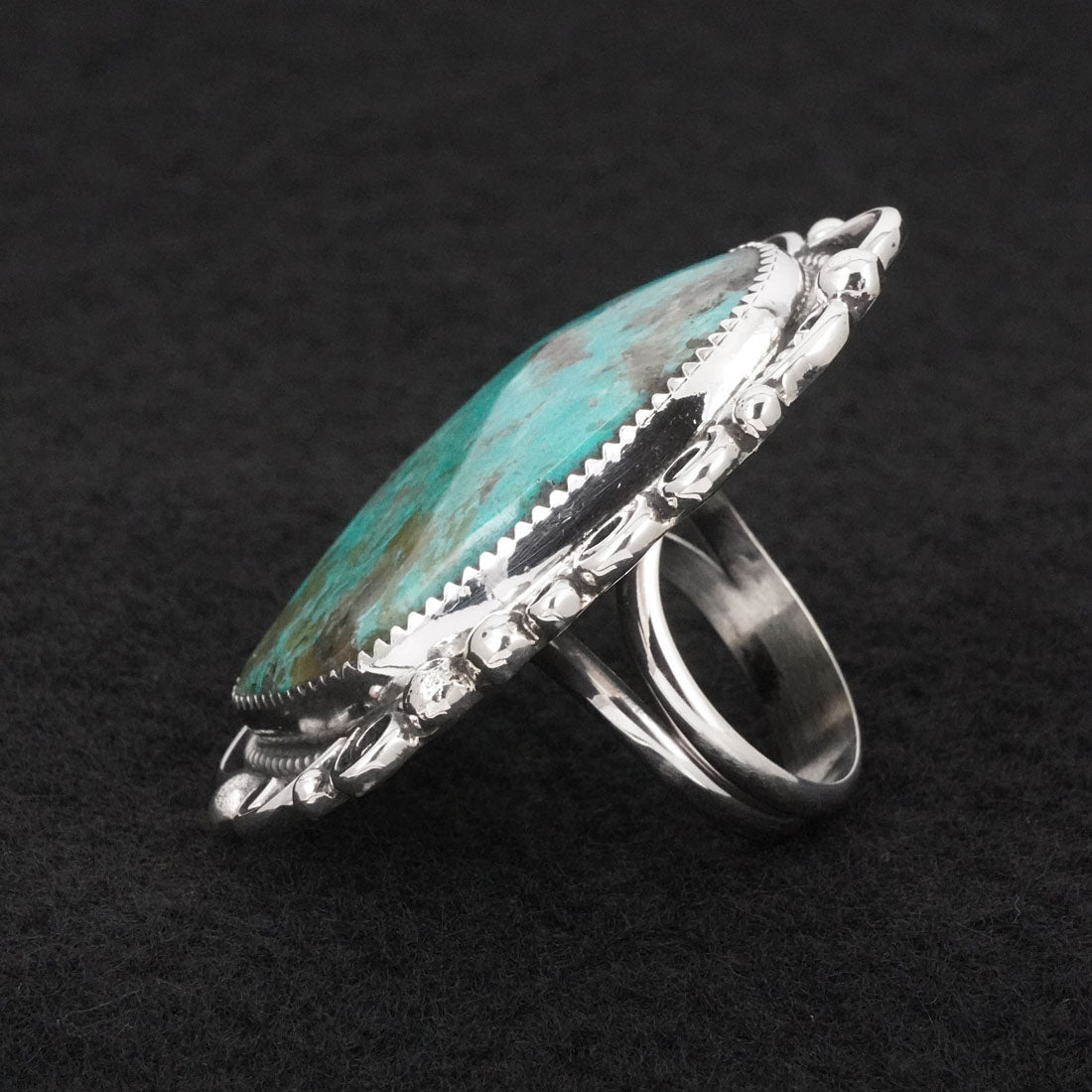 Leslie Nez Turquoise & Sterling Silver Ring Size 8.5