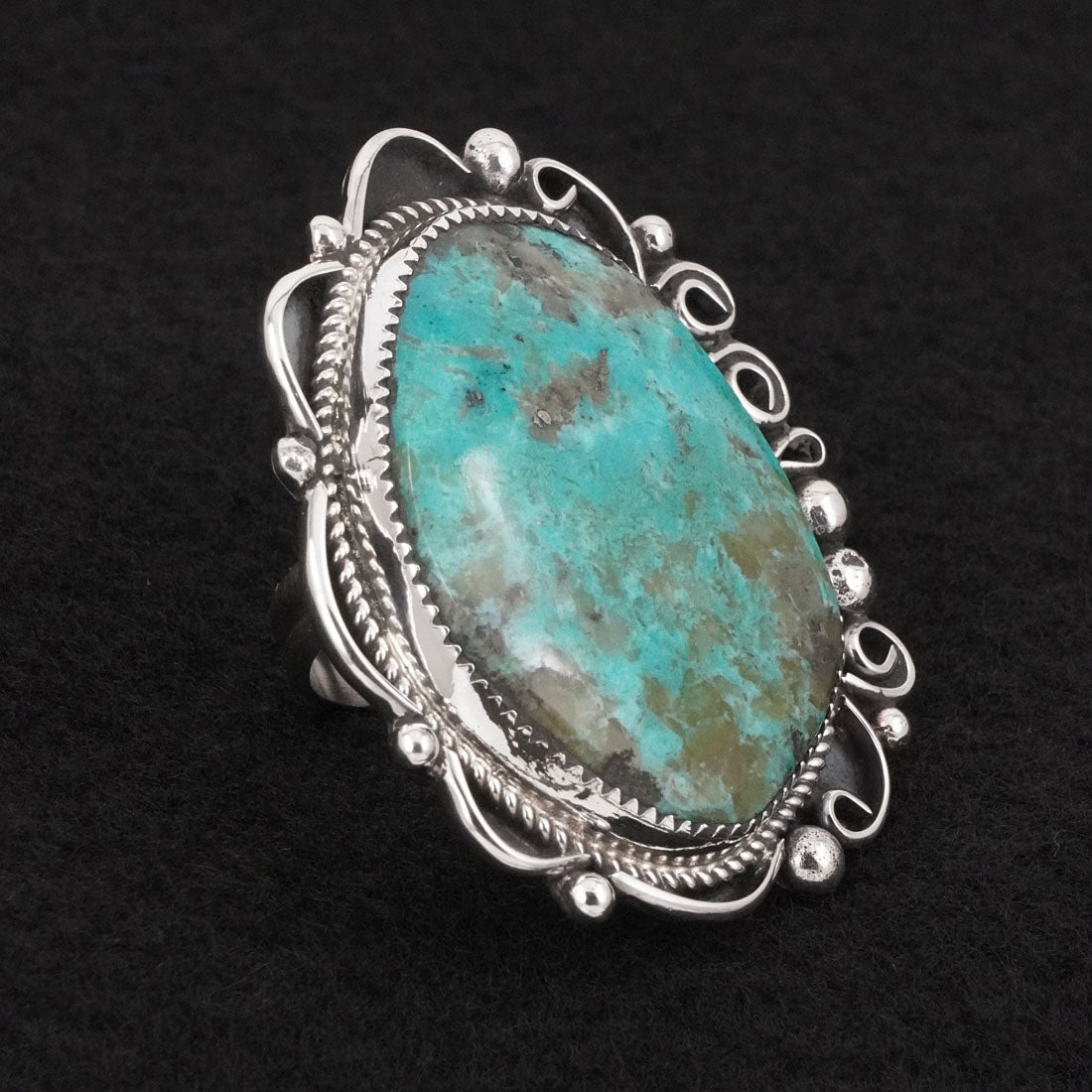 Leslie Nez Turquoise & Sterling Silver Ring Size 8.5