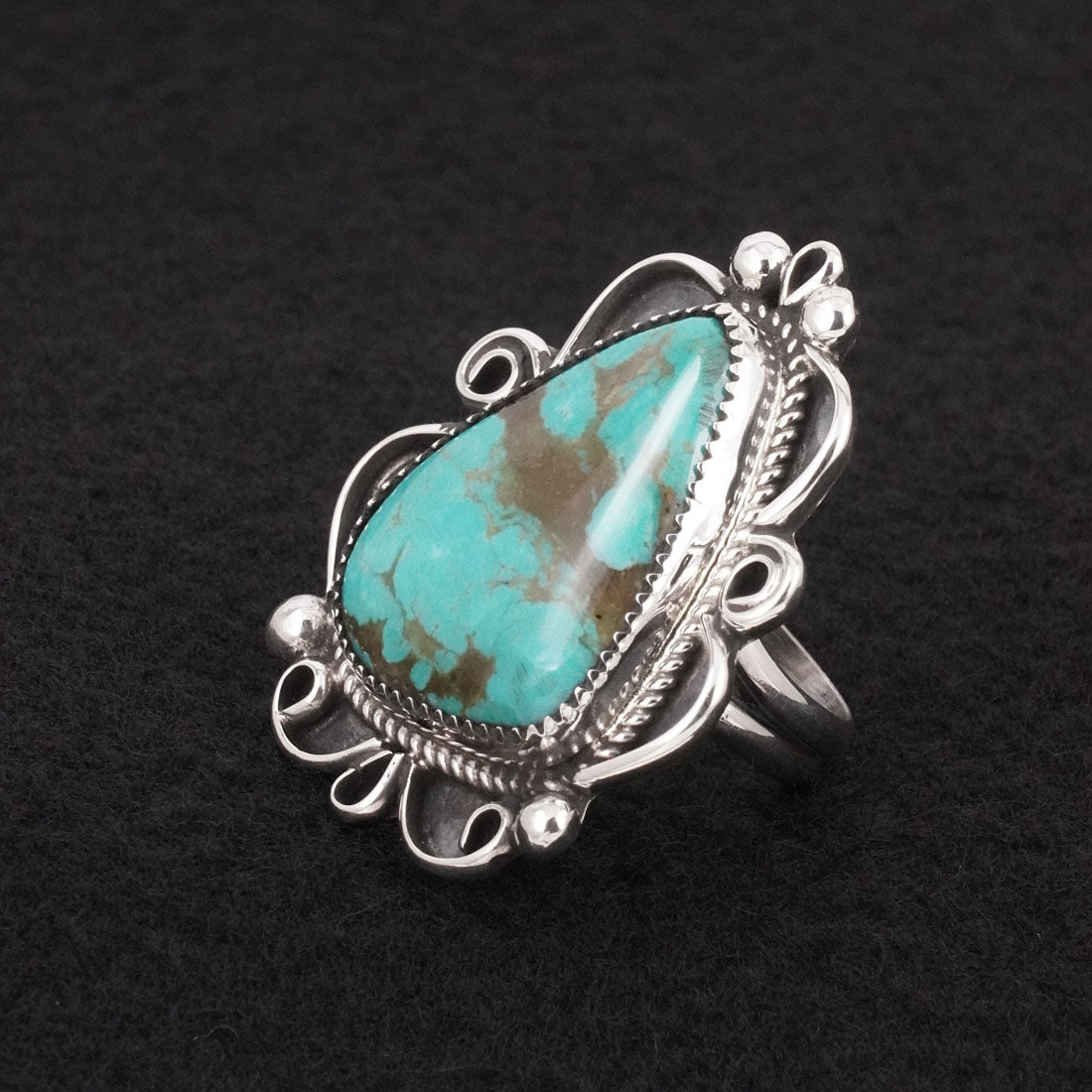 Leslie Nez Turquoise & Sterling Silver Ring Size 9