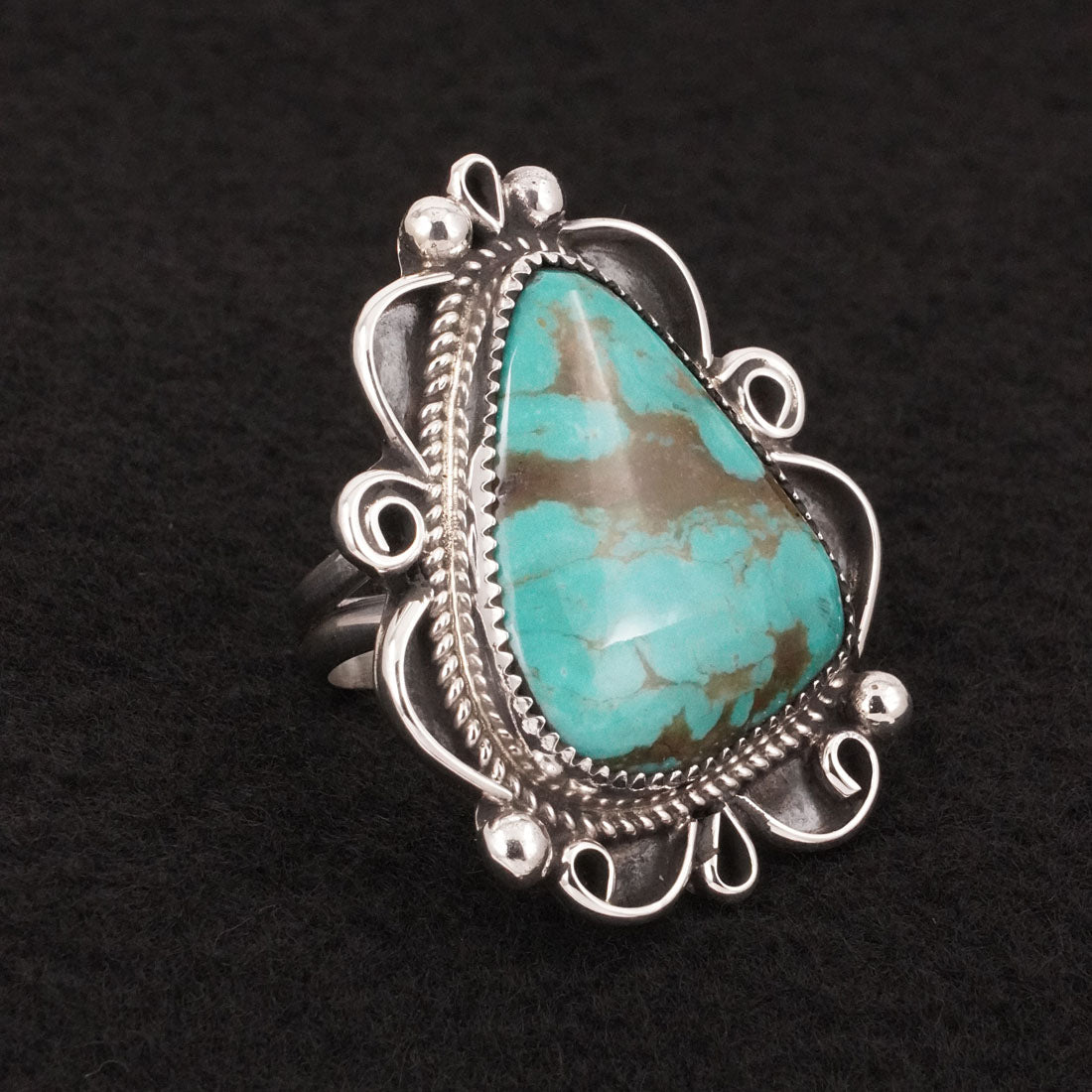 Leslie Nez Turquoise & Sterling Silver Ring Size 9
