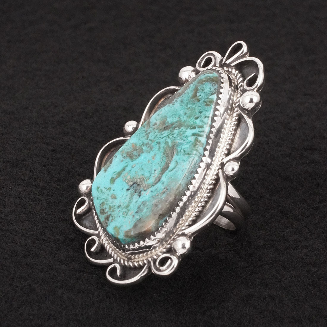 Leslie Nez Turquoise & Sterling Silver Ring Size 8.5