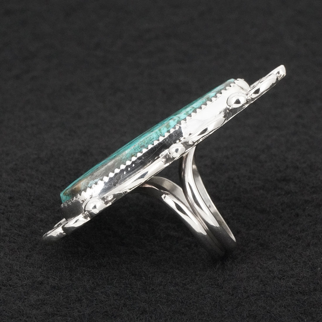 Leslie Nez Turquoise & Sterling Silver Ring Size 8.5