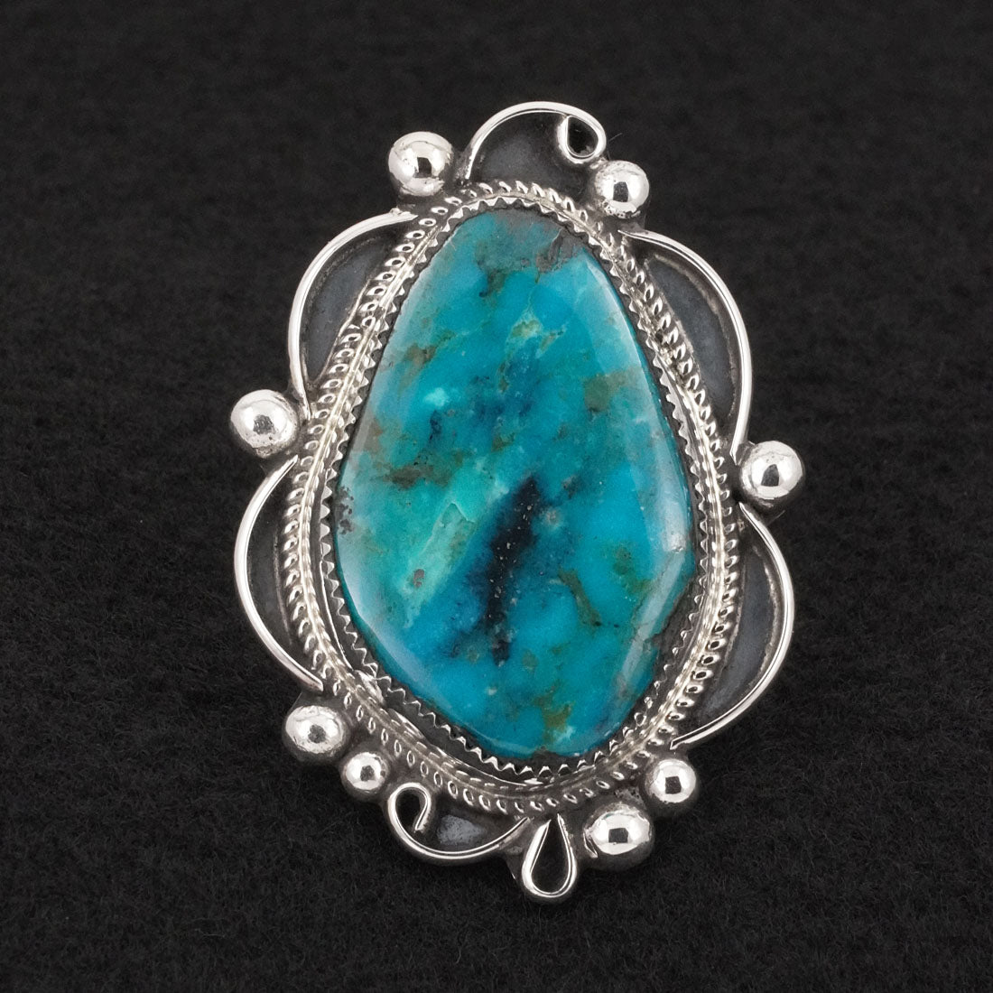Leslie Nez Turquoise & Sterling Silver Ring Size 8.5