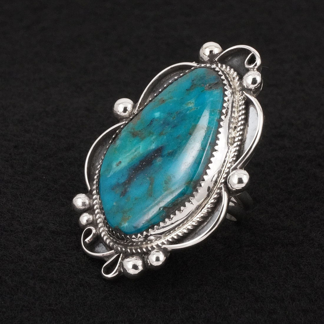 Leslie Nez Turquoise & Sterling Silver Ring Size 8.5