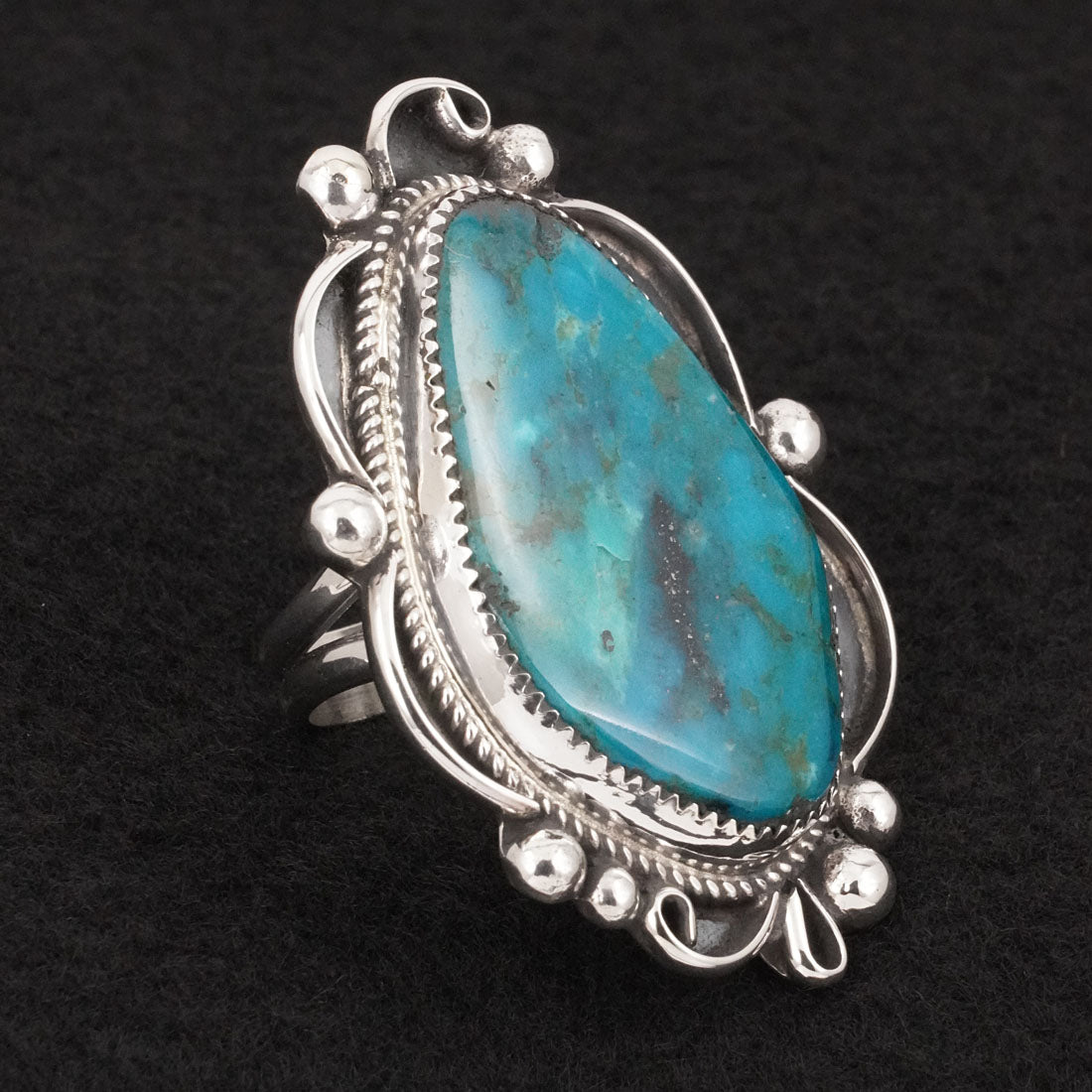 Leslie Nez Turquoise & Sterling Silver Ring Size 8.5