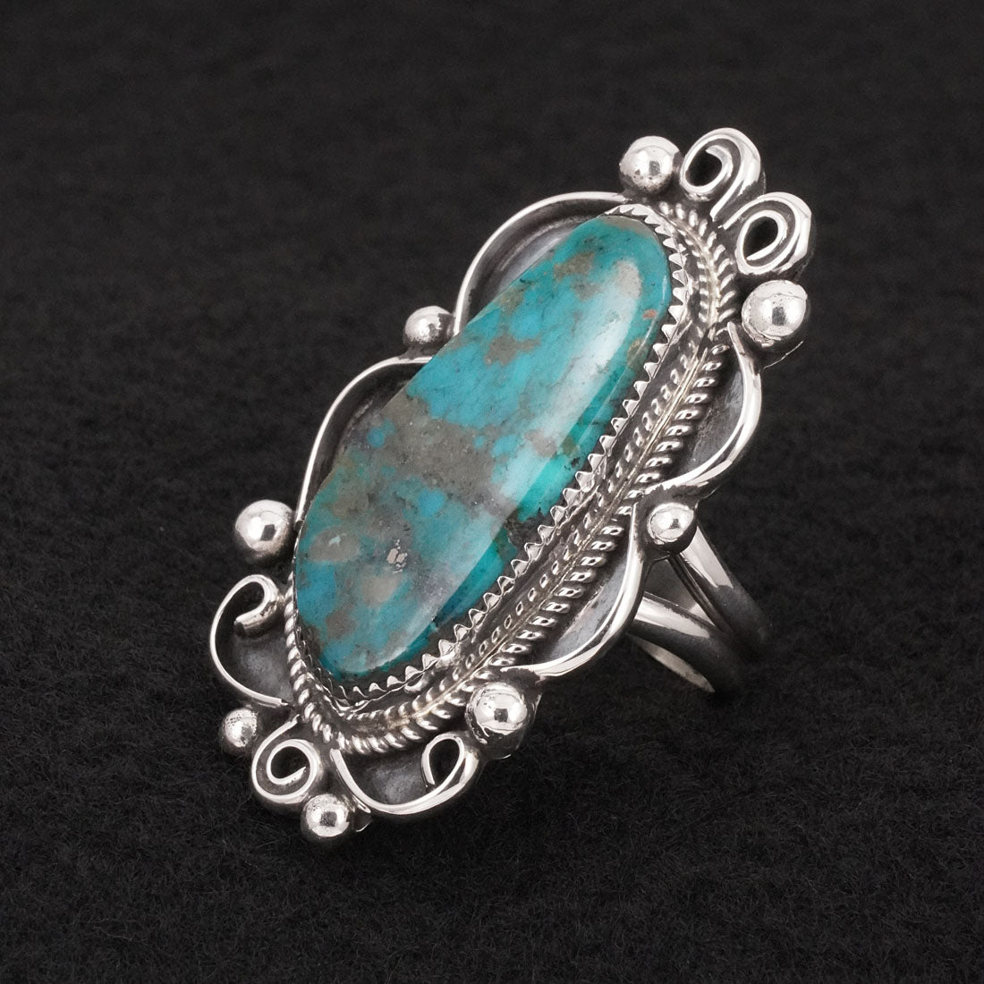 Leslie Nez Turquoise & Sterling Silver Ring Size 8.5