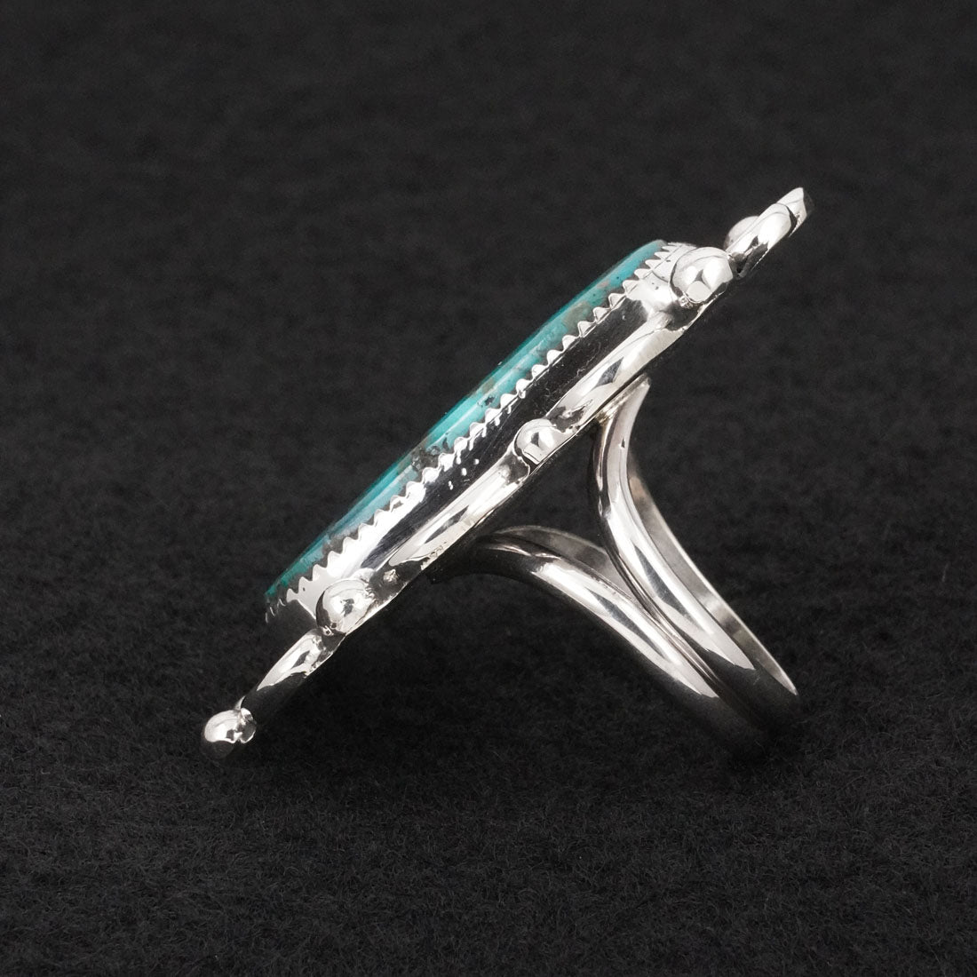 Leslie Nez Turquoise & Sterling Silver Ring Size 8.5